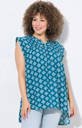 Ulla Popken Druckbluse Bluse Biesen A-Linie