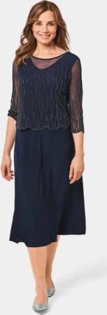 GOLDNER Abendkleid Kurzgröße: Mit Perlen besetztes