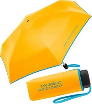 United Colors of Benetton Taschenregenschirm Ultra Mini Flat HW 2023 - spectra yellow, leuchtende Modefarben mit kontrastreichem Saum