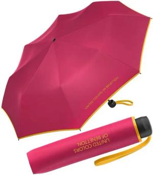 United Colors of Benetton Taschenregenschirm Super Mini HW 2023 - raspberry sorbet, leuchtende Modefarben mit kontrastreichem Saum