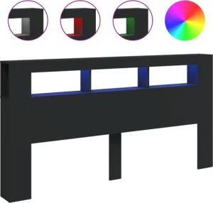 vidaXL Kopfteil, LED-Bett Kopfteil Schwarz 200x18,5x103,5