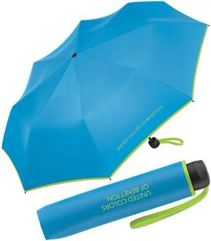 United Colors of Benetton Taschenregenschirm Super Mini HW 2023 - malibu blue, leuchtende Modefarben mit kontrastreichem Saum