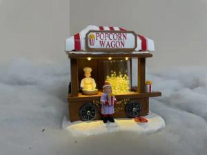 e4fun Dekofigur Weihnachtsdorf: Popcornautomat mit LED,