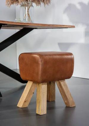 Gutmann Factory Hocker "Pipe", Turnbock, Lederhocker