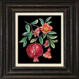 queence Leinwandbild "Granatapfel", Kunst-Obst-Stillleben-Obst Bilder, Premium-Leinwandstoff, Handarbeit aus Deutschland, 40x40cm