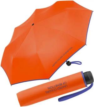 United Colors of Benetton Taschenregenschirm Super Mini HW 2023 - red orange, leuchtende Modefarben mit kontrastreichem Saum
