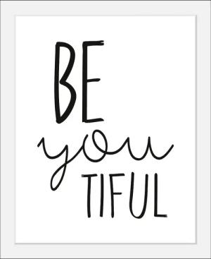 queence Bild "Spruch", Schwarz-Weiß-Schriftzug-Motivationsbilder-Smileys, HD Premium Poster-Druck inkl. Holzrahmen