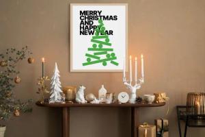 queence Bild mit Rahmen "Spruch Tannenbaum", Jahreszeiten-Schriftzug-Weihnachten, (1 St.), Premium Rahmenbild, liebevolle Handarbeit