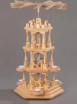 Albin Preissler Weihnachtspyramide "Christi Geburt, Weihnachtsdeko", 4 Etagen, Made in Germany