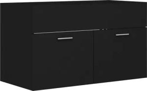 vidaXL Badezimmer-Set Waschbeckenunterschrank Schwarz 80x38,5x46 cm