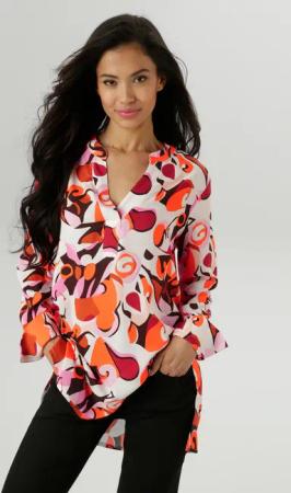 Aniston SELECTED Longbluse, mit malerischen und fantasievollem Druck - NEUE KOLLEKTION