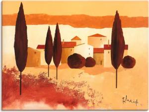 Artland Leinwandbild "Kleines Mediterranes Dorf", Wiesen & Bäume, (1 St.), auf Keilrahmen gespannt