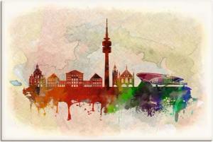 Artland Leinwandbild "München Deutschland Skyline", Deutschland, (1 St.), auf Keilrahmen gespannt