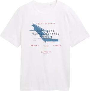 TOM TAILOR Herren T-Shirt mit Print, weiß, Logo Print, Gr. XXL