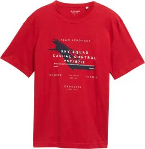 TOM TAILOR Herren T-Shirt mit Print, rot, Logo Print, Gr. XXXL