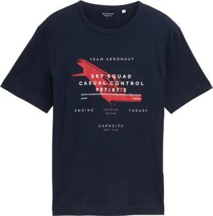 TOM TAILOR Herren T-Shirt mit Print, blau, Logo Print, Gr. XXXL