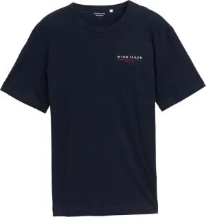TOM TAILOR Herren T-Shirt mit Print, blau, Uni, Gr. XL