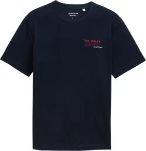 TOM TAILOR Herren T-Shirt mit Print, blau, Uni, Gr. S