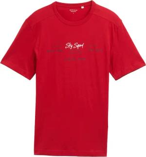 TOM TAILOR Herren T-Shirt mit Print, rot, Uni, Gr. M