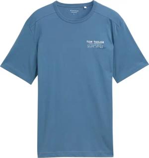 TOM TAILOR Herren T-Shirt mit Print, blau, Uni, Gr. S