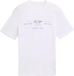 TOM TAILOR Herren T-Shirt mit Print, weiß, Uni, Gr. XXXL