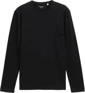 TOM TAILOR Herren Slim Fit Langarmshirt mit Stretch, schwarz, Uni, Gr. S