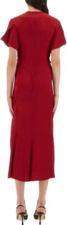 Victoria Beckham - V-Neck Midi Dress - Größe 6 - rot