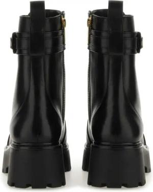 Michael Kors Stiefel - Lace-Up Black Cow Leather Platform Boots - Gr. 7 - in Schwarz - für Damen