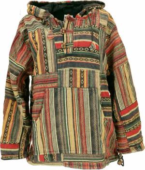 Guru-Shop Kapuzenpullover - Goa Kapuzenshirt, Stonewash Patchwork Baja Hoody - mustard - S bis L - für Männer - Größe S - multicolor