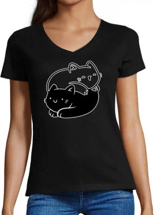 MyDesign24 T-Shirt Damen Katzen Print Shirt