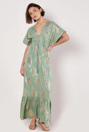 Apricot Maxikleid Geblümtes Maxikleid, mit Fledermausärmeln