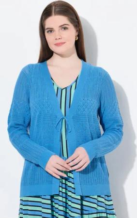 Ulla Popken Strickjacke Strickjacke Ajour V-Ausschnitt