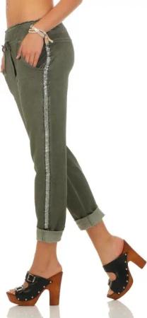 Mississhop Jogginghose Damen Baumwollhose seitlichen Glitzerstreifen