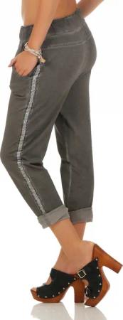 Mississhop Jogginghose Damen Baumwollhose seitlichen Glitzerstreifen