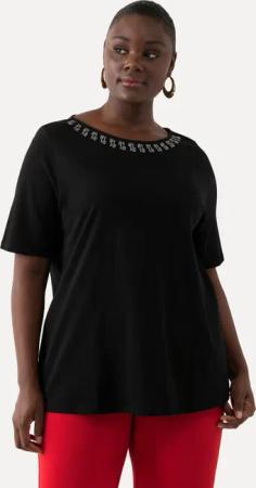 Ulla Popken T-Shirt T-Shirt A-Linie Ziersteine