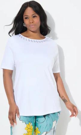 Ulla Popken T-Shirt T-Shirt A-Linie Ziersteine