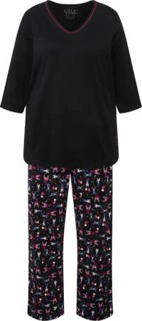 Ulla Popken Pyjama Pyjama Katzen V-Ausschnitt