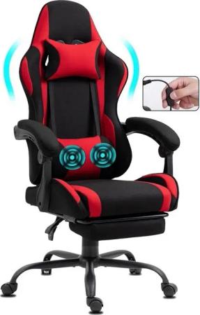 Delman Gaming-Stuhl Bürostuhl,Gaming Stuhl,Massagefunktion,Dicke Polsterung,Fußstütze, Massagefunktion,dickes