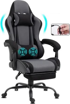 Delman Gaming-Stuhl Bürostuhl,Gaming Stuhl,Massagefunktion,Dicke Polsterung,Fußstütze, Massagefunktion,dickes