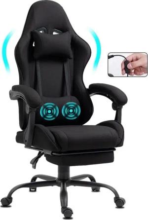 Delman Gaming-Stuhl Bürostuhl,Gaming Stuhl,Massagefunktion,Dicke Polsterung,Fußstütze, Massagefunktion,dickes