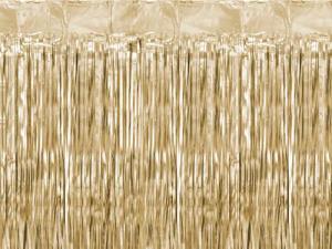 partydeco Dekorationsfolie, Lametta Vorhang 100x200cm Hellgold
