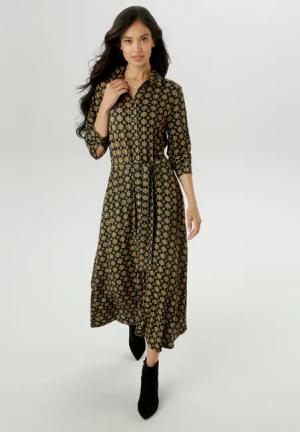 Aniston SELECTED Jerseykleid, mit Retromuster und abnehmbarem Bindeband - NEUE KOLLEKTION