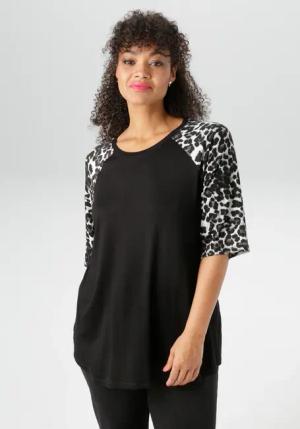 Aniston PLUS T-Shirt, mit 3/4 langen Raglanärmel in Leoprint - NEUE KOLLEKTION