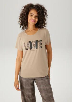 Aniston CASUAL T-Shirt, mit Folienprint verzierter "LOVE"-Schriftzug - NEUE KOLLEKTION