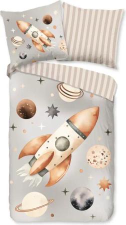good morning Kinderbettwäsche "Exploree", Baumwolle, Renforcé, Wendeoptik, Kind, Junge, Weltall, Rakete