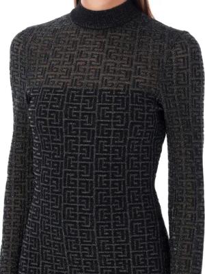 Balmain - Mini Dress Monogram 3D Nero - Größe 40 - black