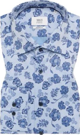 MODERN FIT Hemd in blau bedruckt
