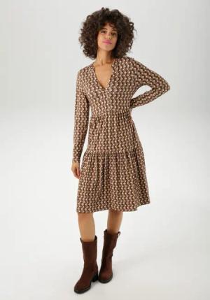 Aniston CASUAL Jerseykleid mit farbharmonischem Retro-Muster