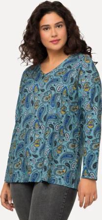 Ulla Popken Longshirt T-Shirt Paisleymuster V-Ausschnitt