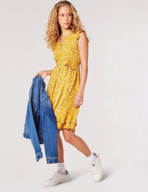 Apricot Minikleid Minikleid, (2-tlg., Stoffgürtel) mit